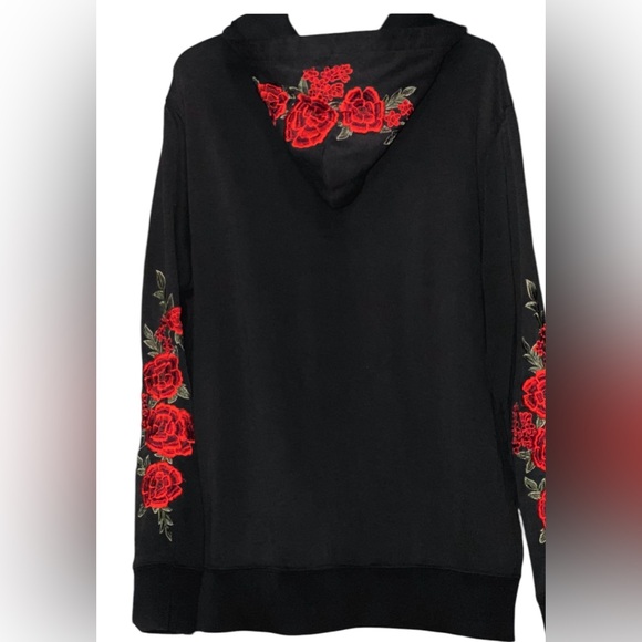 Young Reckless Los Angeles  Rose Embroidered Long Sleeve Hoodie Size XL - Picture 2 of 5